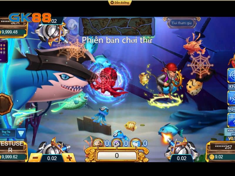 Giao diện bàn chơi game hải tặc bắn cá