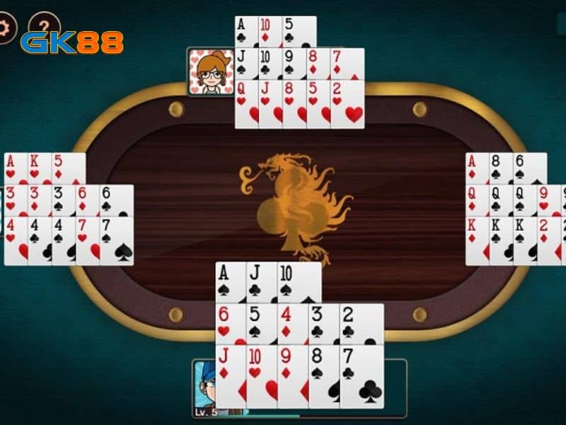 Giao diện bàn chơi mậu binh online tại game bài GK88